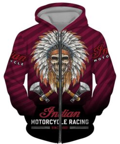 Indian Motorcycle 3 Zip Hoodie 3D t